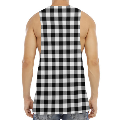 Black And White Buffalo Plaid Print Men's Muscle Tank Top