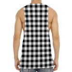 Black And White Buffalo Plaid Print Men's Muscle Tank Top