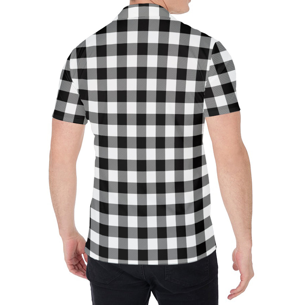 Black And White Buffalo Plaid Print Men's Shirt