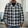 Black And White Buffalo Plaid Print Men's Shirt Jacket