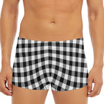 Black And White Buffalo Plaid Print Men's Short Boxer Briefs