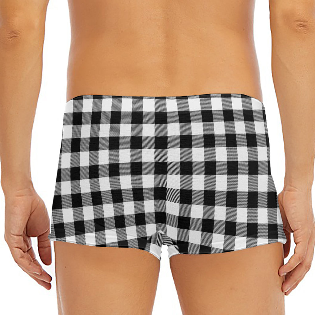 Black And White Buffalo Plaid Print Men's Short Boxer Briefs