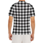 Black And White Buffalo Plaid Print Men's Short Sleeve Rash Guard