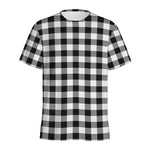 Black And White Buffalo Plaid Print Men's Sports T-Shirt