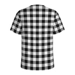 Black And White Buffalo Plaid Print Men's Sports T-Shirt