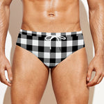 Black And White Buffalo Plaid Print Men's Swim Briefs