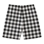 Black And White Buffalo Plaid Print Men's Swim Trunks