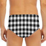 Black And White Buffalo Plaid Print Men's Triangle Swim Briefs