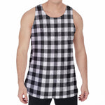 Black And White Buffalo Plaid Print Men's Velvet Tank Top