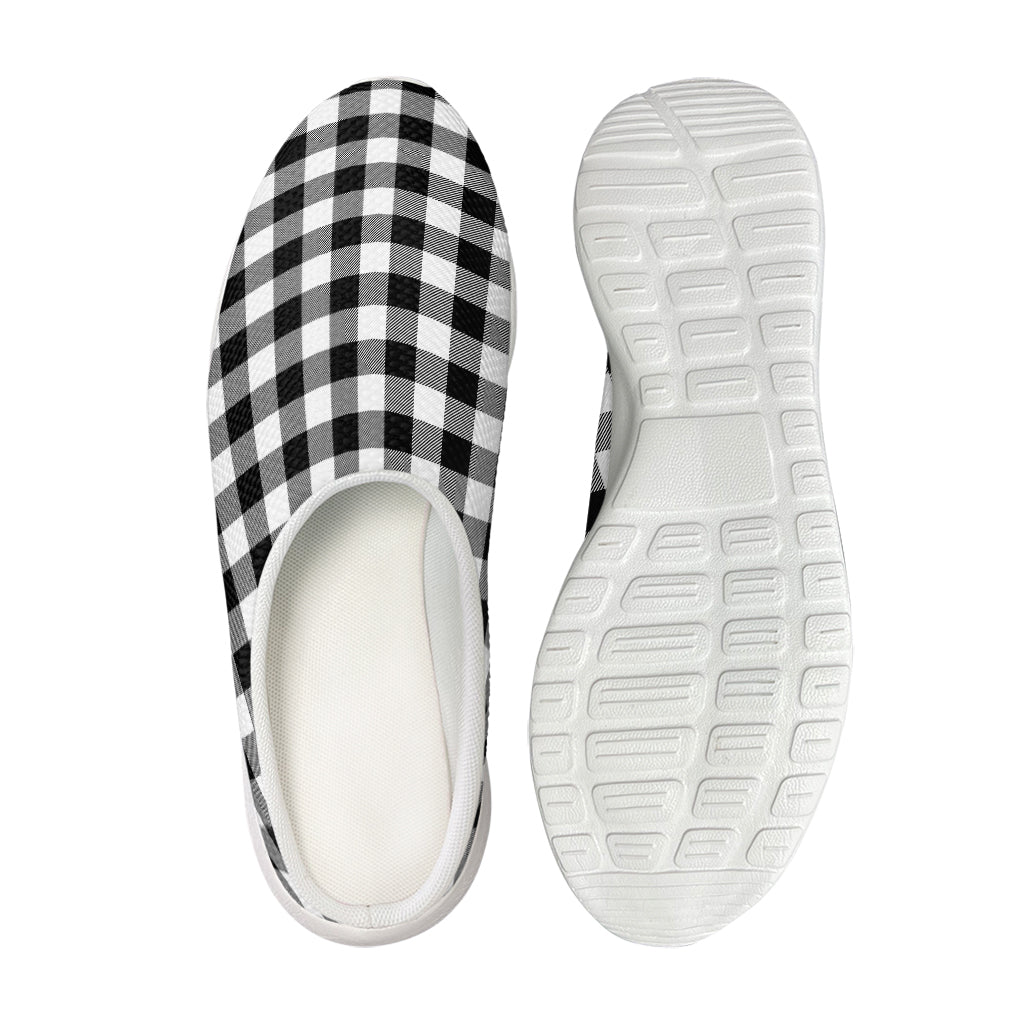 Black And White Buffalo Plaid Print Mesh Casual Shoes