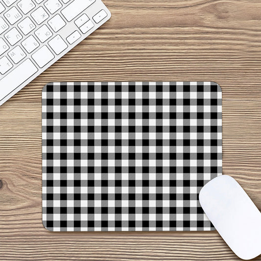 Black And White Buffalo Plaid Print Mouse Pad