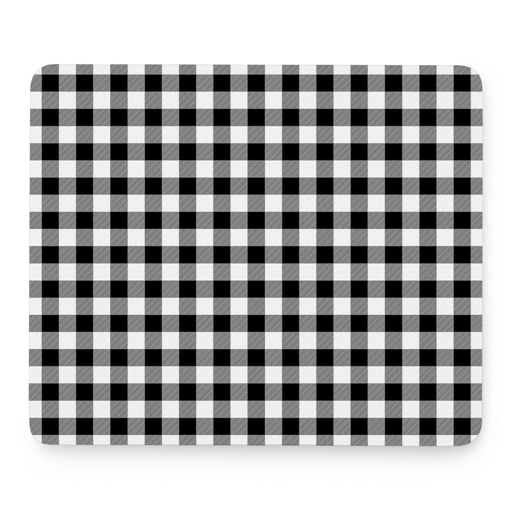 Black And White Buffalo Plaid Print Mouse Pad