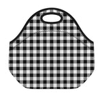 Black And White Buffalo Plaid Print Neoprene Lunch Bag
