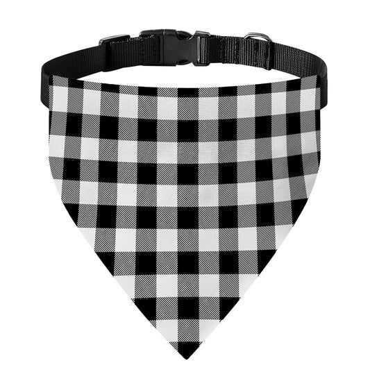 Black And White Buffalo Plaid Print Over The Collar Dog Bandana