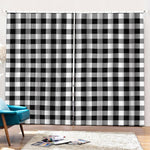 Black And White Buffalo Plaid Print Pencil Pleat Curtains