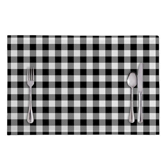 Black And White Buffalo Plaid Print Placemat