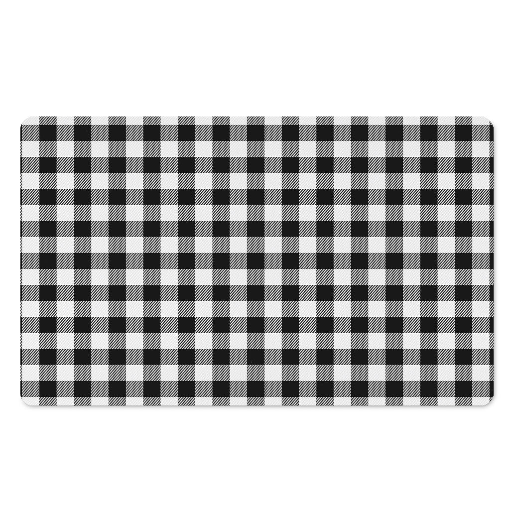 Black And White Buffalo Plaid Print Polyester Doormat