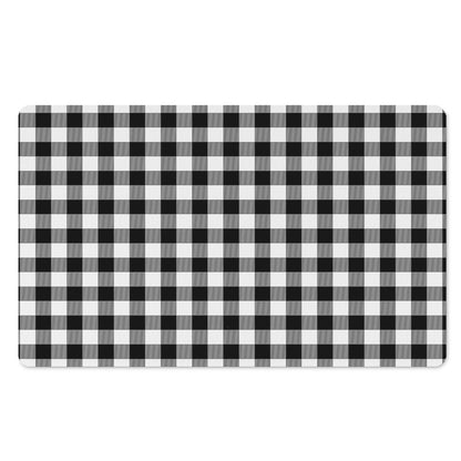 Black And White Buffalo Plaid Print Polyester Doormat