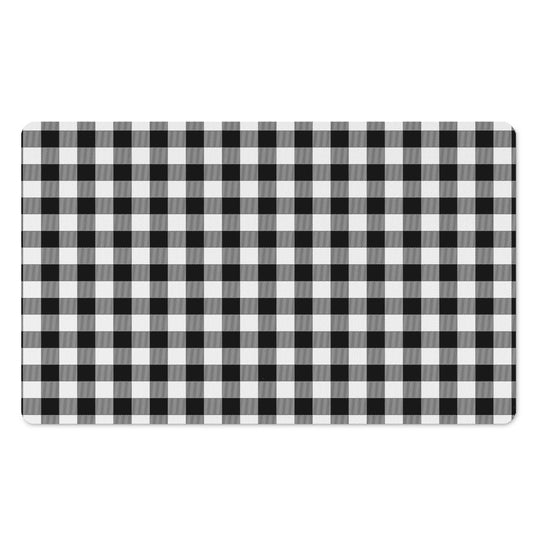 Black And White Buffalo Plaid Print Polyester Doormat