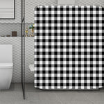 Black And White Buffalo Plaid Print Polyester Shower Curtain