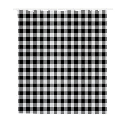 Black And White Buffalo Plaid Print Polyester Shower Curtain