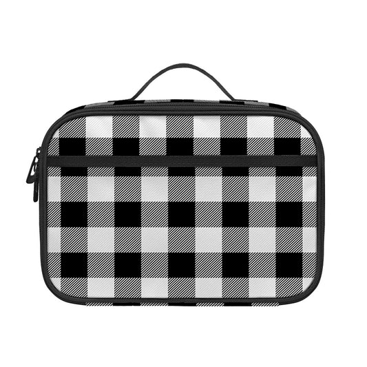 Black And White Buffalo Plaid Print Portable Lunch Bag