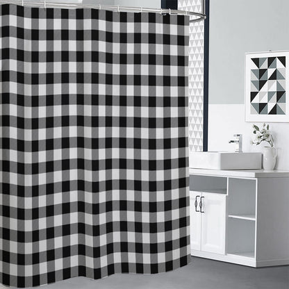Black And White Buffalo Plaid Print Premium Shower Curtain