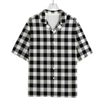 Black And White Buffalo Plaid Print Rayon Hawaiian Shirt