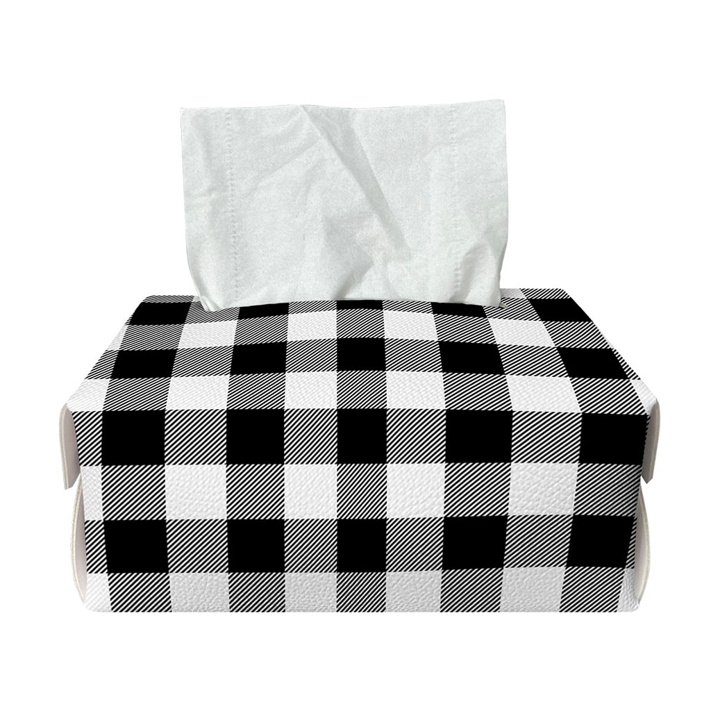 Black And White Buffalo Plaid Print Rectangle Tissue Box Cover