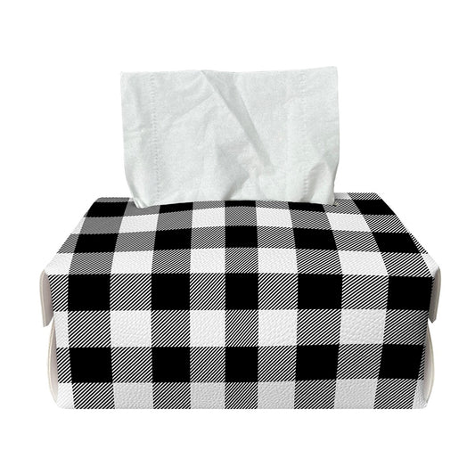Black And White Buffalo Plaid Print Rectangle Tissue Box Cover