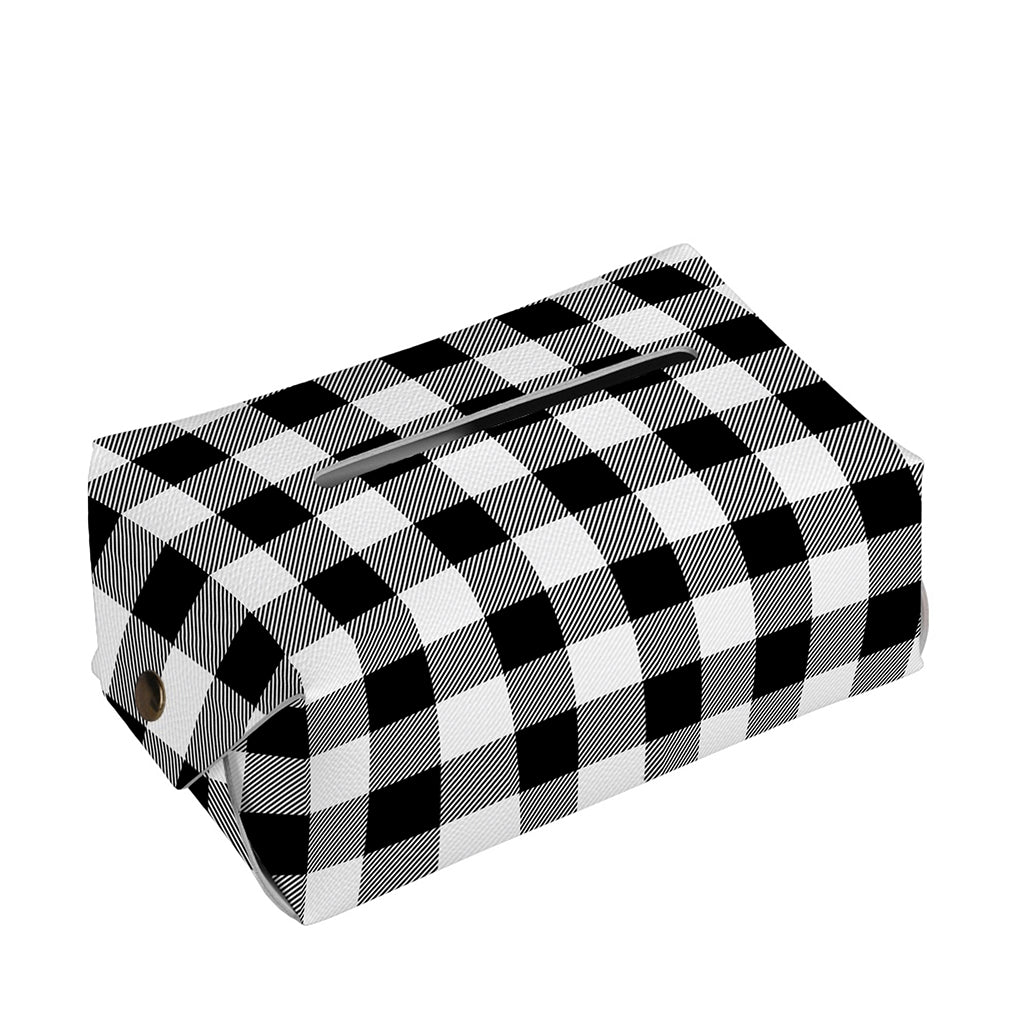 Black And White Buffalo Plaid Print Rectangle Tissue Box Cover