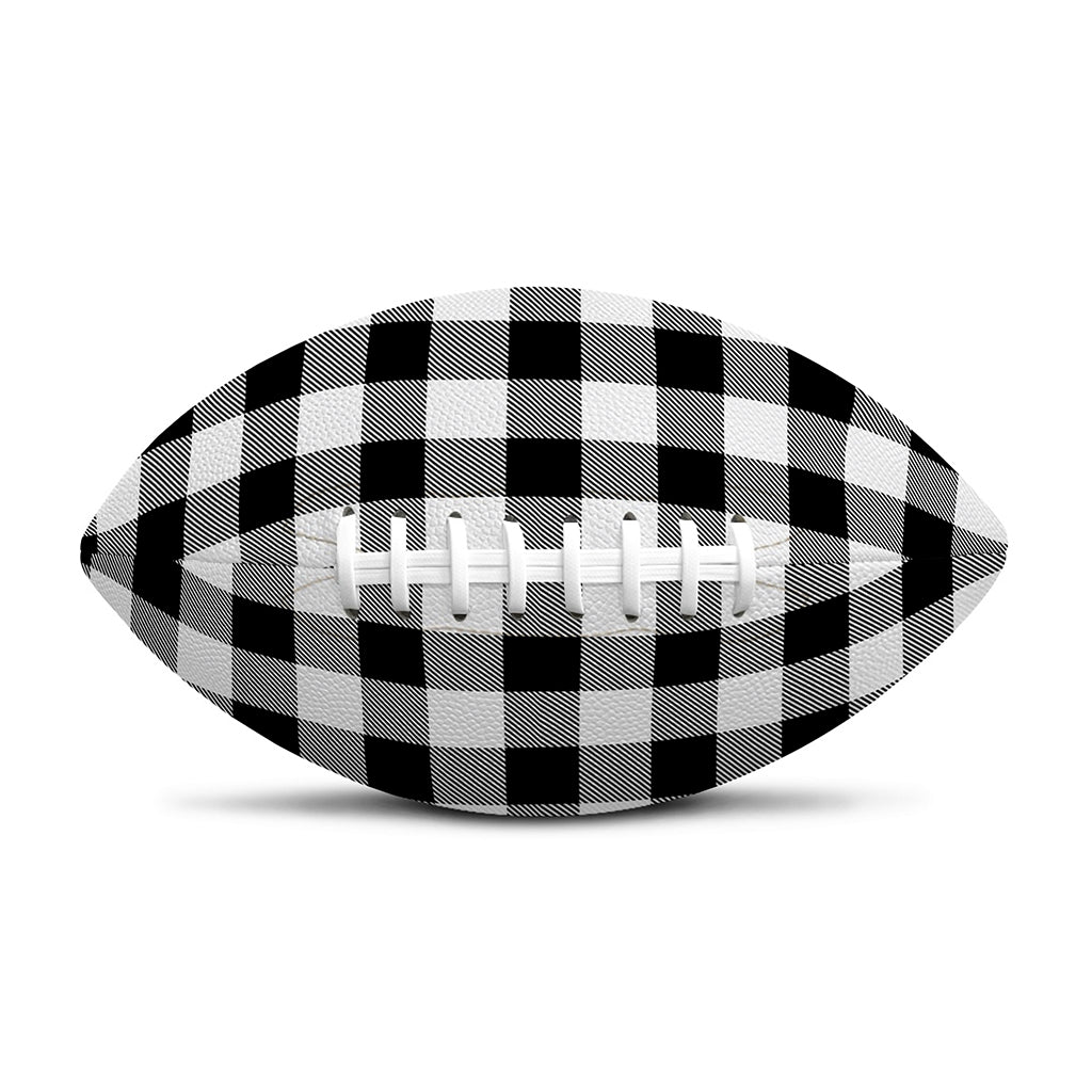 Black And White Buffalo Plaid Print Rugby Ball