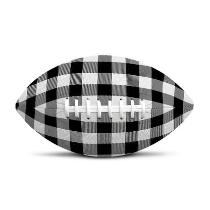 Black And White Buffalo Plaid Print Rugby Ball