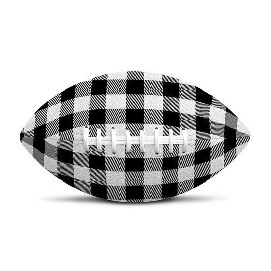 Black And White Buffalo Plaid Print Rugby Ball