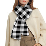 Black And White Buffalo Plaid Print Scarf
