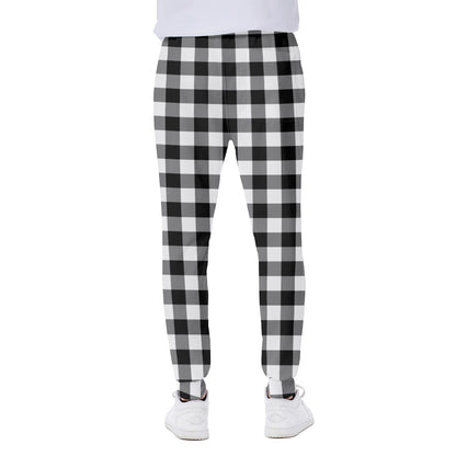 Black And White Buffalo Plaid Print Scuba Joggers