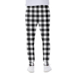 Black And White Buffalo Plaid Print Scuba Joggers
