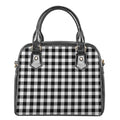 Black And White Buffalo Plaid Print Shoulder Handbag