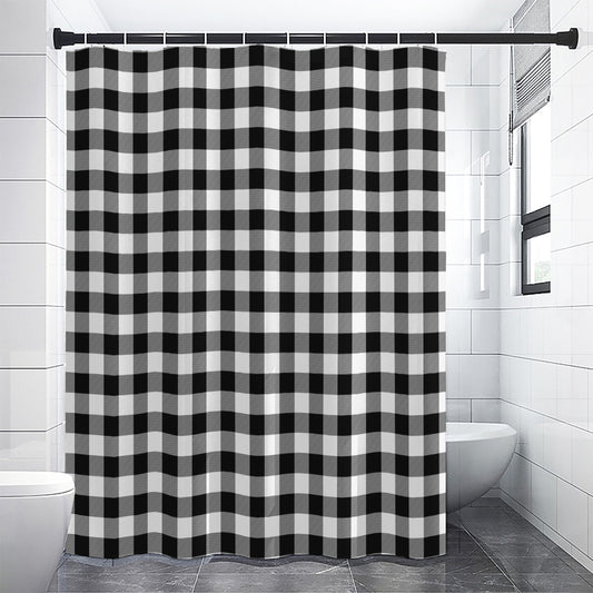 Black And White Buffalo Plaid Print Shower Curtain