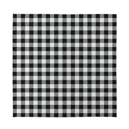 Black And White Buffalo Plaid Print Silk Bandana