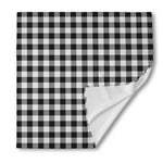 Black And White Buffalo Plaid Print Silk Bandana