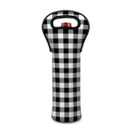 Black And White Buffalo Plaid Print Single Neoprene Wine Tote