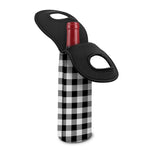 Black And White Buffalo Plaid Print Single Neoprene Wine Tote