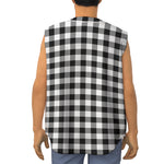 Black And White Buffalo Plaid Print Sleeveless Baseball Jersey