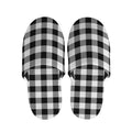 Black And White Buffalo Plaid Print Slippers