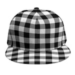 Black And White Buffalo Plaid Print Snapback Cap