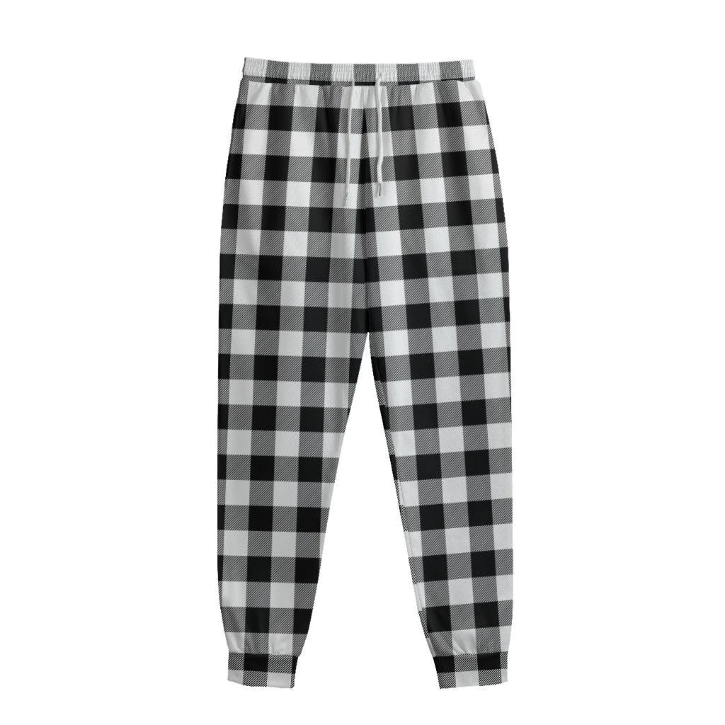 Black And White Buffalo Plaid Print Sweatpants