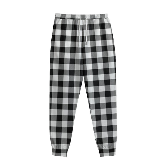 Black And White Buffalo Plaid Print Sweatpants