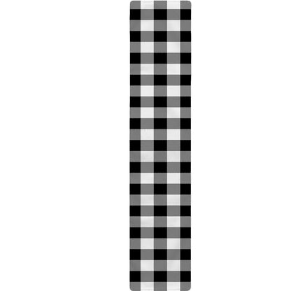 Black And White Buffalo Plaid Print Table Runner