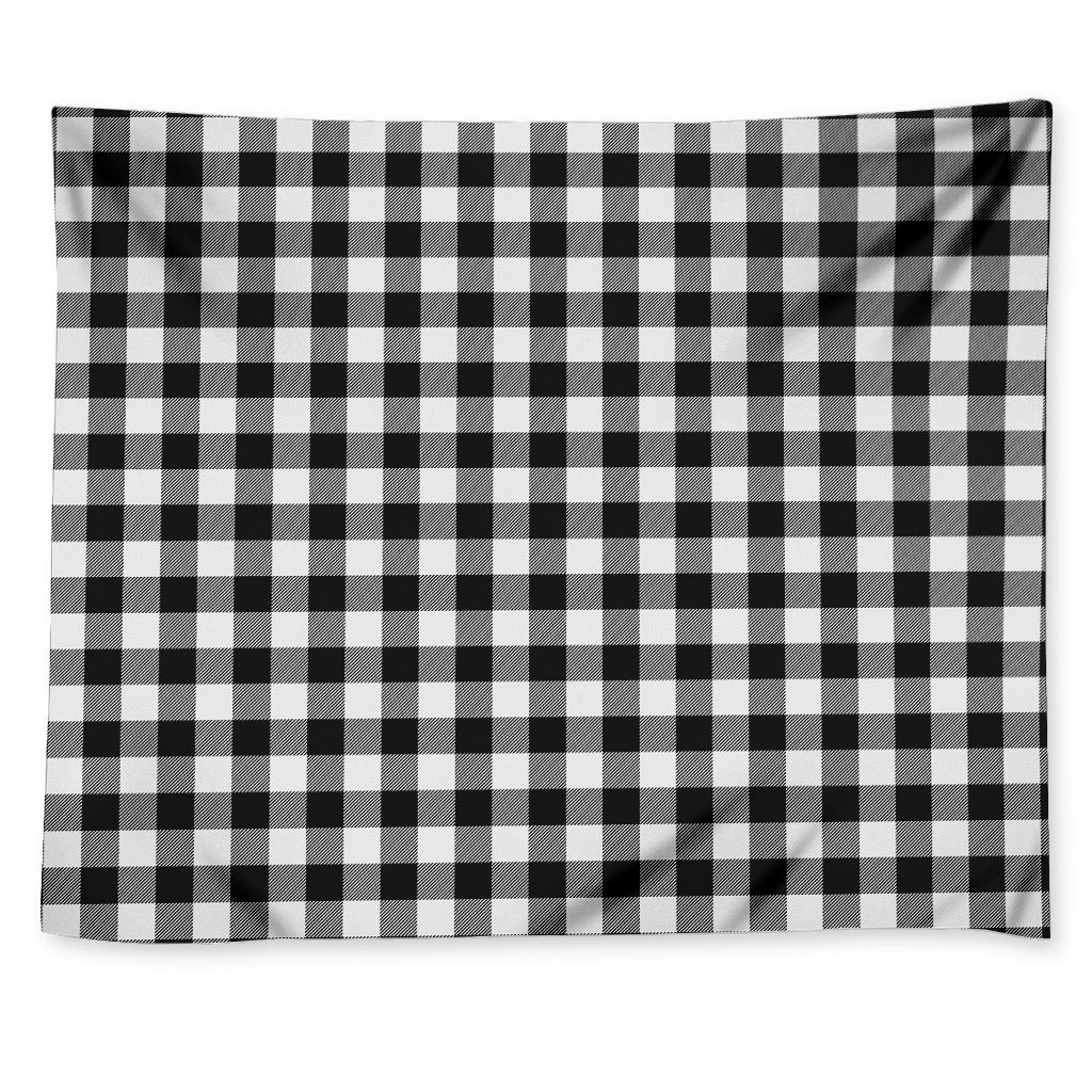 Black And White Buffalo Plaid Print Tapestry